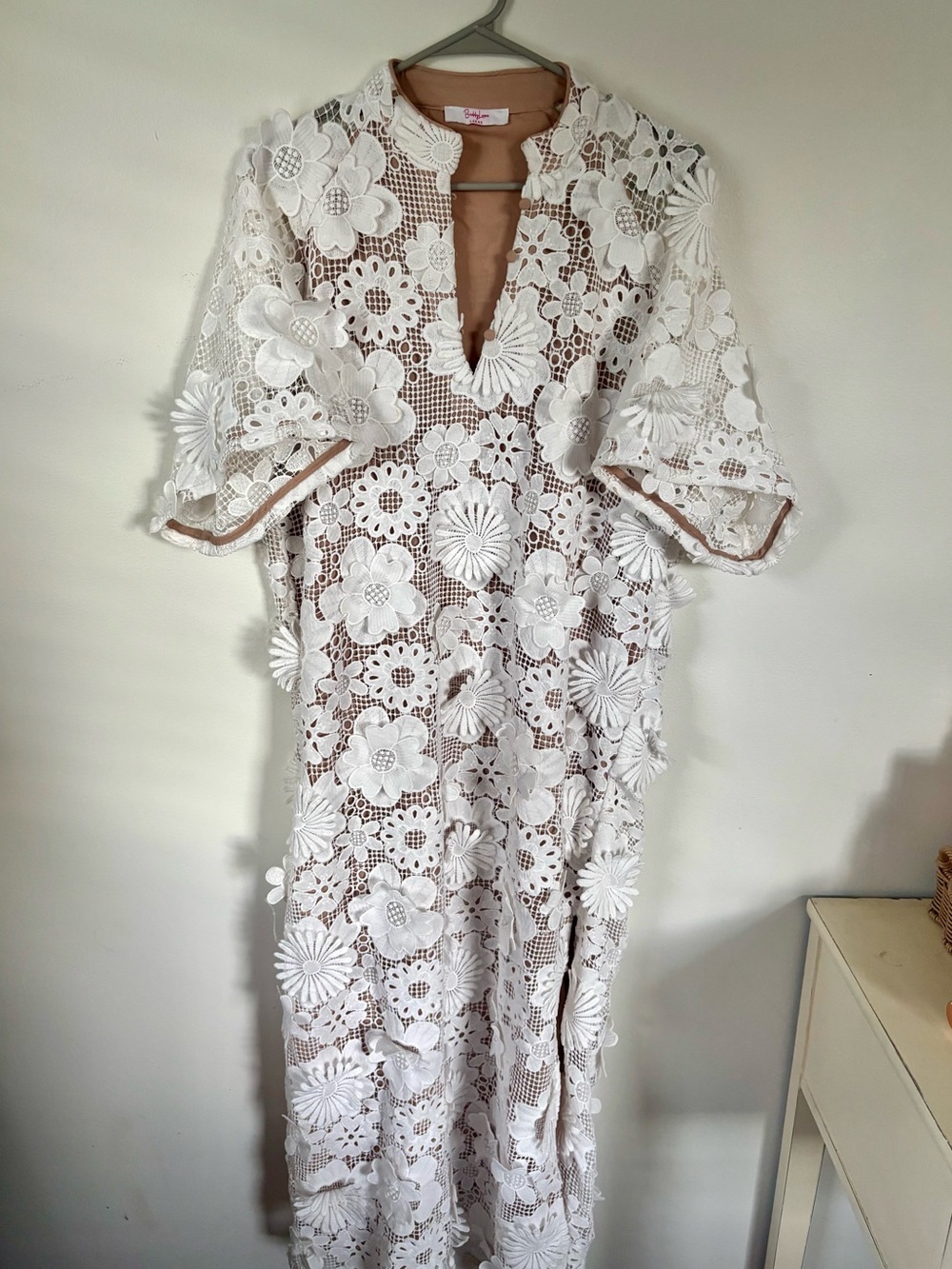Buddy Love White Floral Crochet Maxi Dress